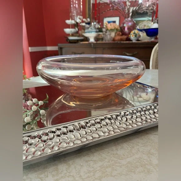 FOSTORIA SEASCAPE OPALESCENT PINK Floating Bowl 8½” to 10½” Rim 1959-70